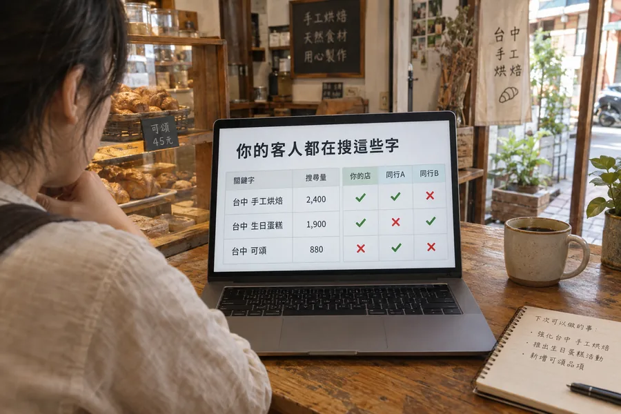 行業關鍵字+競品分析免費示範畫面